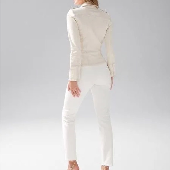 WHBM Denim Peplum Moto Jacket NWT Size 4 - Picture 3 of 7